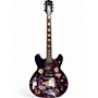 Used Glarry GIZ101 Purple Hollow Body Electric Guitar Purple
