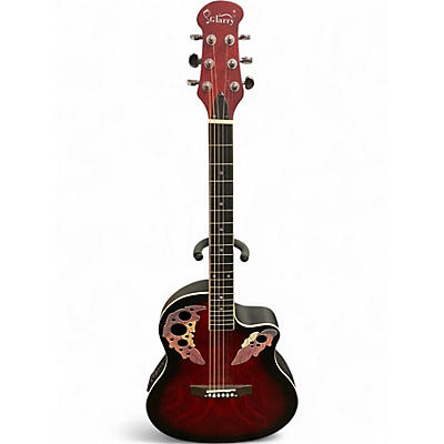 Used Glarry GT102 Trans Red Acoustic Electric Guitar