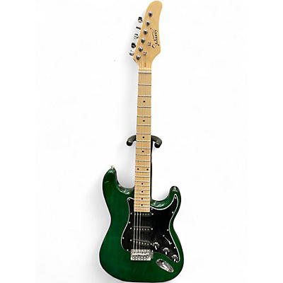 Used Glarry Strat Trans Green Solid Body Electric Guitar