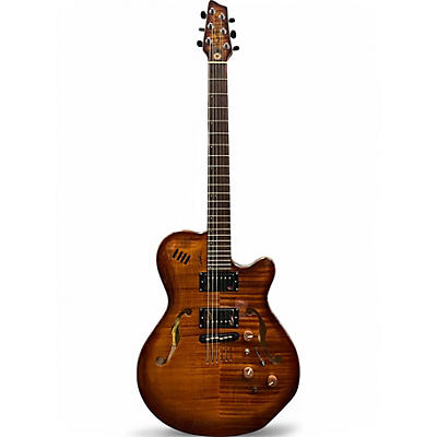Used Godin Flat Five X Sunburst Hollow Body Electric Guitar
