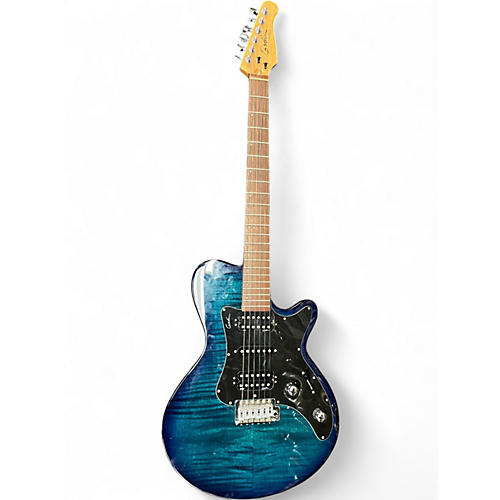 Used Godin SDXT Blue Leaf Top Solid Body Electric Guitar Blue Leaf Top