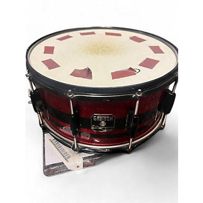 Used Gretsch Drums 14X6 Catalina Snare Red with Black and White Stripes Drum