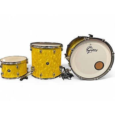 Used Gretsch Drums 3 Piece Catalina Club Yellow Satin Flame Drum Kit