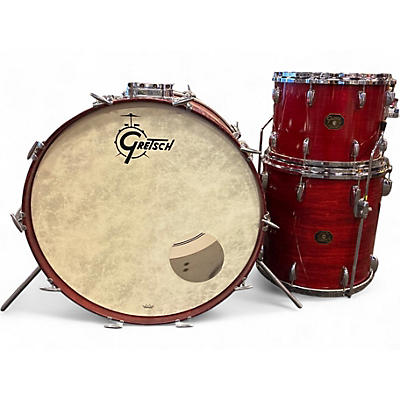 Used Gretsch Drums 3 Piece Stop Sign Red Drum Kit