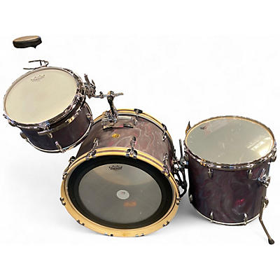 Used Gretsch Drums 3 Piece USA Custom Black Satin Flame Drum Kit