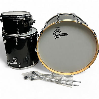 Used Gretsch Drums 3 Piece USA Maple Gum Black Sparkle Drum Kit