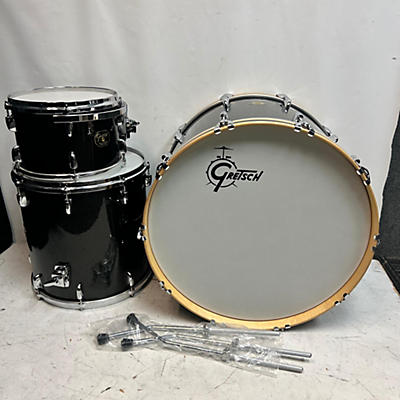 Gretsch Drums Used Gretsch Drums 3 piece USA Maple Gum Black Sparkle Drum Kit