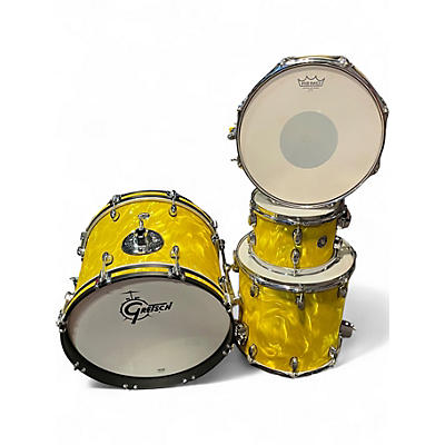Used Gretsch Drums 4 Piece CATALINA CLUB Yellow Satin Flame Drum Kit