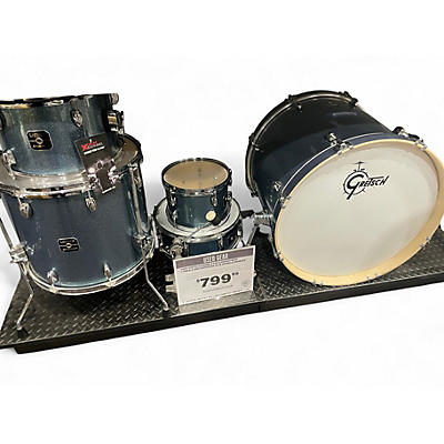 Used Gretsch Drums 5 Piece Energy with cymbals and hardware blue sparkle Drum Kit