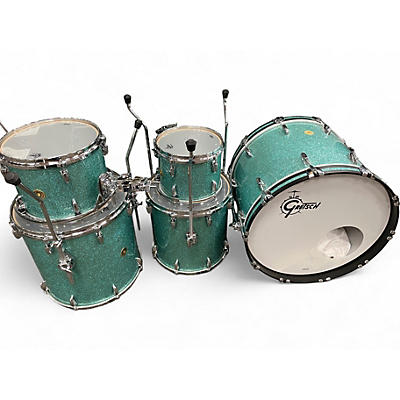Used Gretsch Drums 5 Piece USA CUSTOM Turquoise Glass Drum Kit