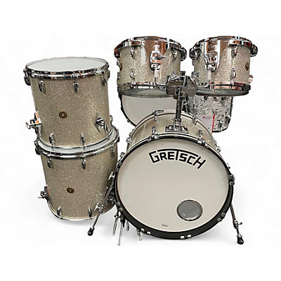 Used Gretsch Drums 5 Piece USA Custom Silver Glass Drum Kit