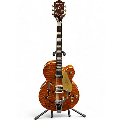 Gretsch Guitars Used Gretsch Guitars G6120TGQM 56 Limited Edition Quilt Chet Atkins Roundup Orange Hollow Body Electric Guitar Roundup Orange