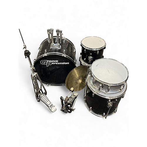 Used Groove Percussion 5 Piece 5 piece Black Drum Kit Black