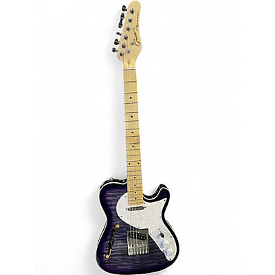 Used Grote Gt-150 Thinline Tele Purple Flame Hollow Body Electric Guitar