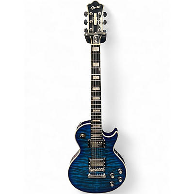Used Grote Singlecut Deep Blue Quilt Solid Body Electric Guitar