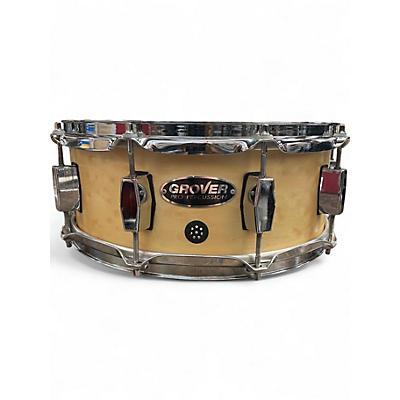 Used Grover Pro 14X5.5 Custom Maple Snare Satin natural Drum