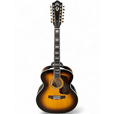 Used Guild F-512 Sunburst 12 String Acoustic Electric Guitar