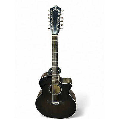 Used Guild F2512CE Trans Black 12 String Acoustic Electric Guitar