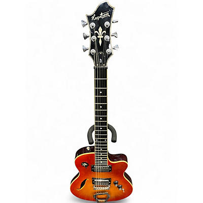 Used Hagstrom D2F Flame Top Sunburst Hollow Body Electric Guitar