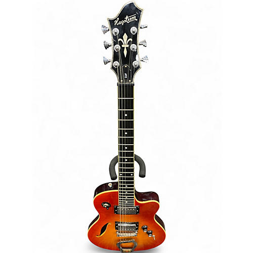 Used Hagstrom D2F Flame Top Sunburst Hollow Body Electric Guitar Flame Top Sunburst