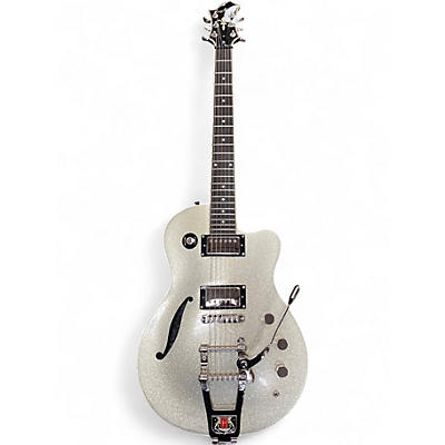 Used Hagstrom D2F TREMAR Silver Sparkle Hollow Body Electric Guitar