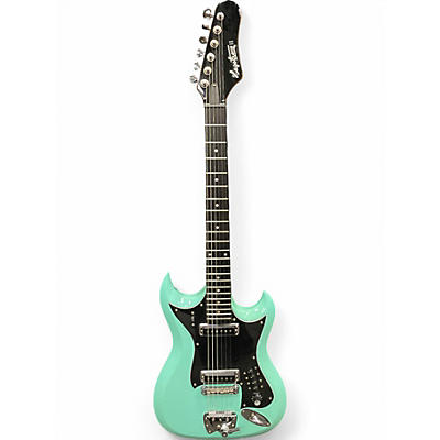 Used Hagstrom Retroscape Series H-II Seafoam Green Solid Body Electric Guitar