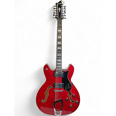 Used Hagstrom VIDLX12 VIKING DELUXE Cherry Hollow Body Electric Guitar