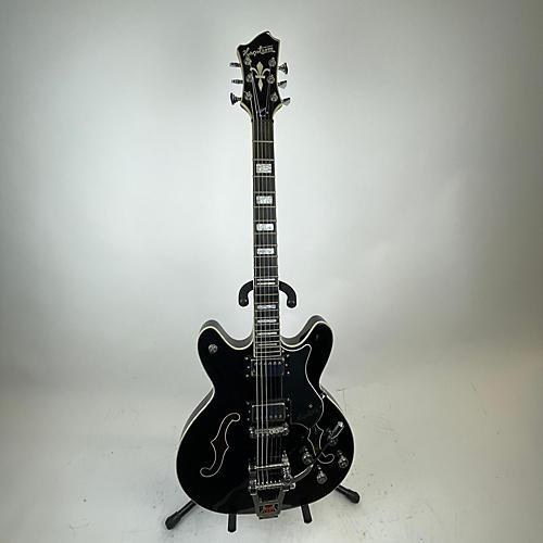 Hagstrom Used Hagstrom Viking Deluxe Black Hollow Body Electric Guitar Black