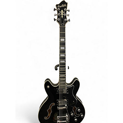 Used Hagstrom Viking Deluxe Black Hollow Body Electric Guitar Black