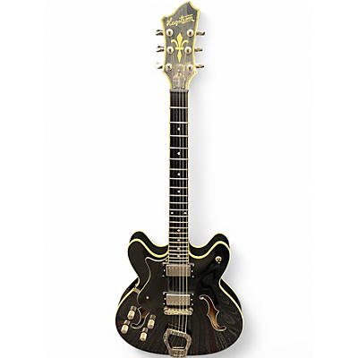Used Hagstrom Viking Deluxe Left Handed Black Hollow Body Electric Guitar