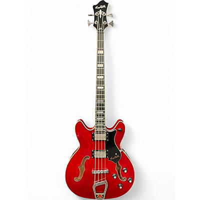 Used Hagstrom Viking Electric Short-Scale Transparent Cherry Electric Bass Guitar