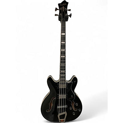 Used Hagstrom Viking Hollowbody Black Electric Bass Guitar