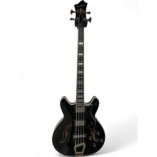 Used Hagstrom Viking Hollowbody Black Electric Bass Guitar Black
