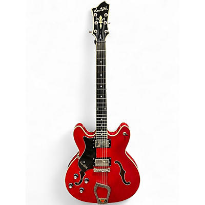 Used Hagstrom Viking LH Candy Apple Red Hollow Body Electric Guitar