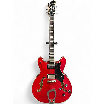 Used Hagstrom Viking Transparent Red Hollow Body Electric Guitar