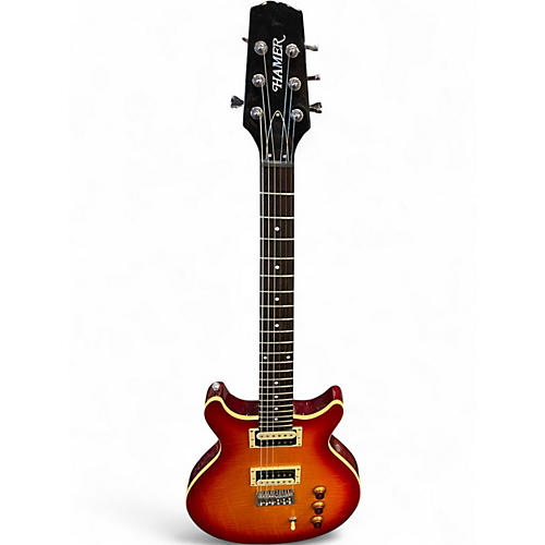 Used Hamer FLAT TOP SFTF-CS-D Orange Solid Body Electric Guitar Orange