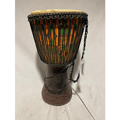 Used Hand-made 13in Ghana Fabric Wrapped #3 Djembe