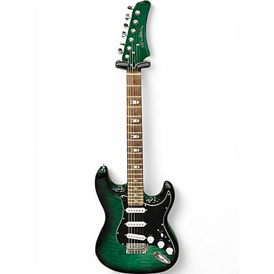 Used HardLuck Kings Bombshell Trans Green Solid Body Electric Guitar