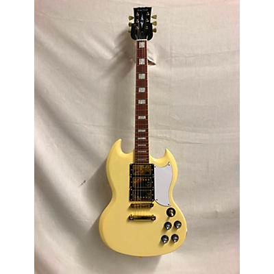 Used Harley Benton DC-600 VI Cream Solid Body Electric Guitar