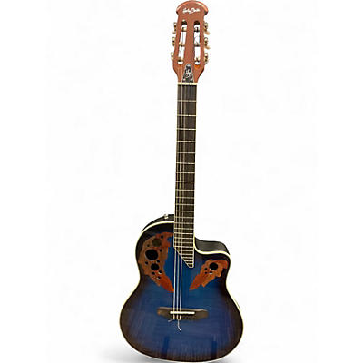 Used Harley Benton HB0-850 Blue Burst Classical Acoustic Electric Guitar