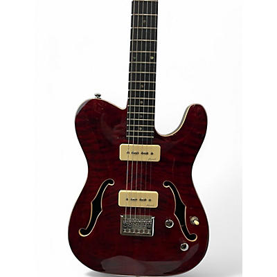 Used Harley Benton TE90QM RED  Hollow Body Electric Guitar