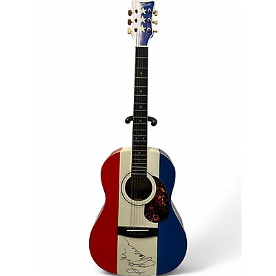 Used Harmony H117 Red White and Blue Acoustic Guitar