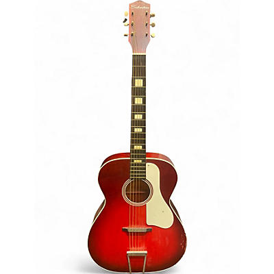 Used Harmony H641 Cherry Red Sunburst Acoustic Guitar