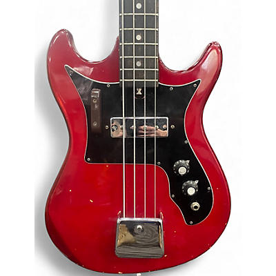 Used Harmony h-805 Candy Apple Red Electric Bass Guitar