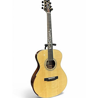 Used Harvey Leach Custom OM Floral Vine Natural Acoustic Guitar