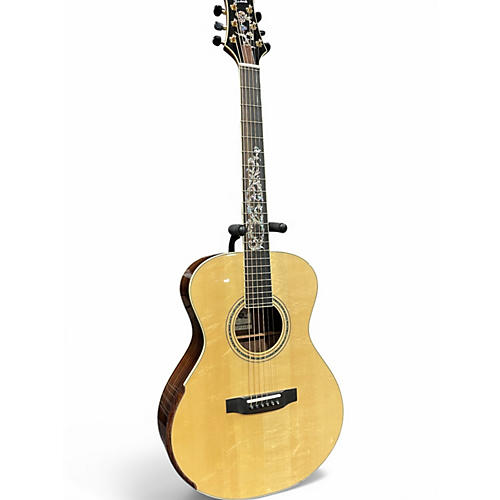 Used Harvey Leach Custom OM Floral Vine Natural Acoustic Guitar Natural