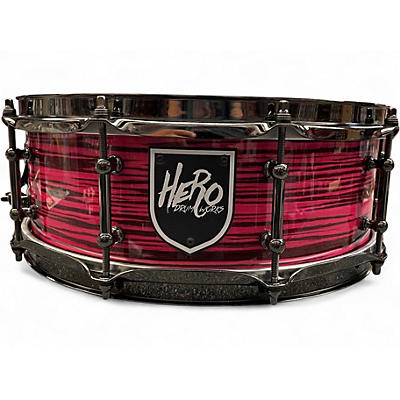 Used Hero Drumworks 5X14 Zebrawood Candy Pink Laquer Drum