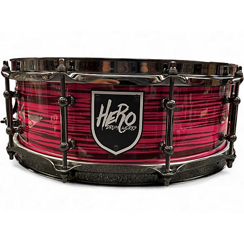 Used Hero Drumworks 5X14 Zebrawood Candy Pink Laquer Drum Candy Pink Laquer 8