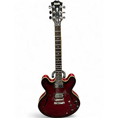 Used Hohner SE 35 Crimson Red Burst Hollow Body Electric Guitar