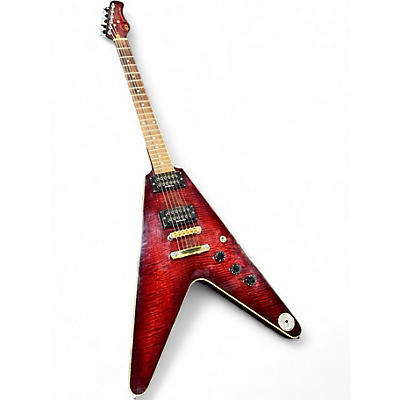 Used Hondo Deluxe Series 768 Crimson Red Burst Solid Body Electric Guitar